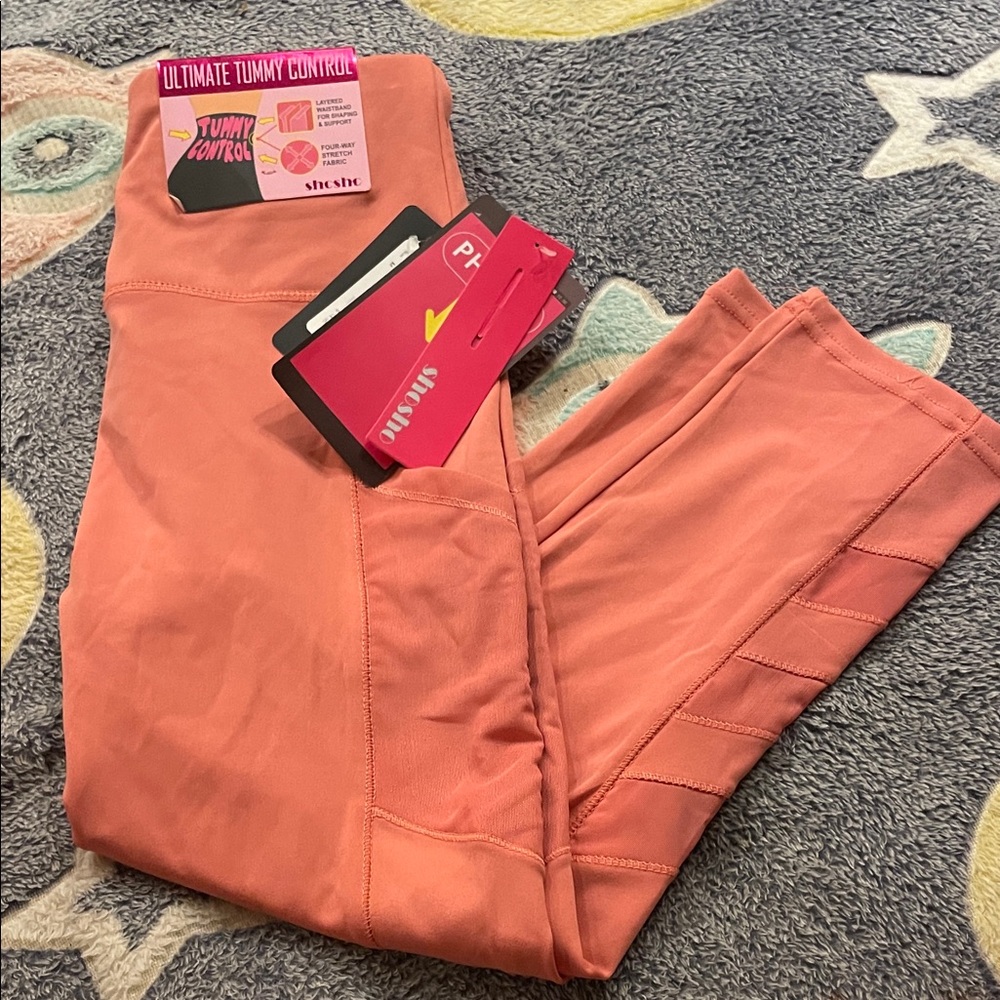 Peach Tummy Control Leggings (Bin B)